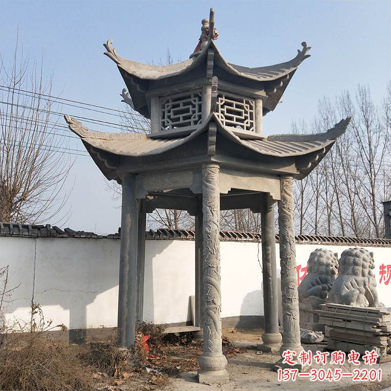 酒泉中式双层石雕凉亭
