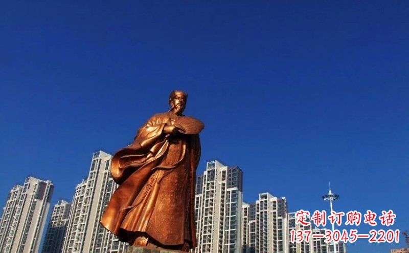 酒泉诸葛亮古代名人铜雕 (2)