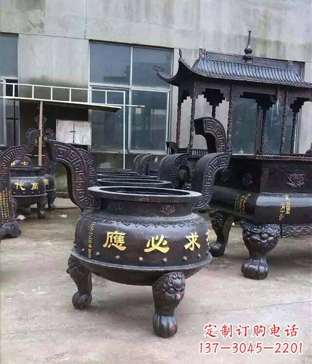 酒泉铸铜寺庙香炉铜雕